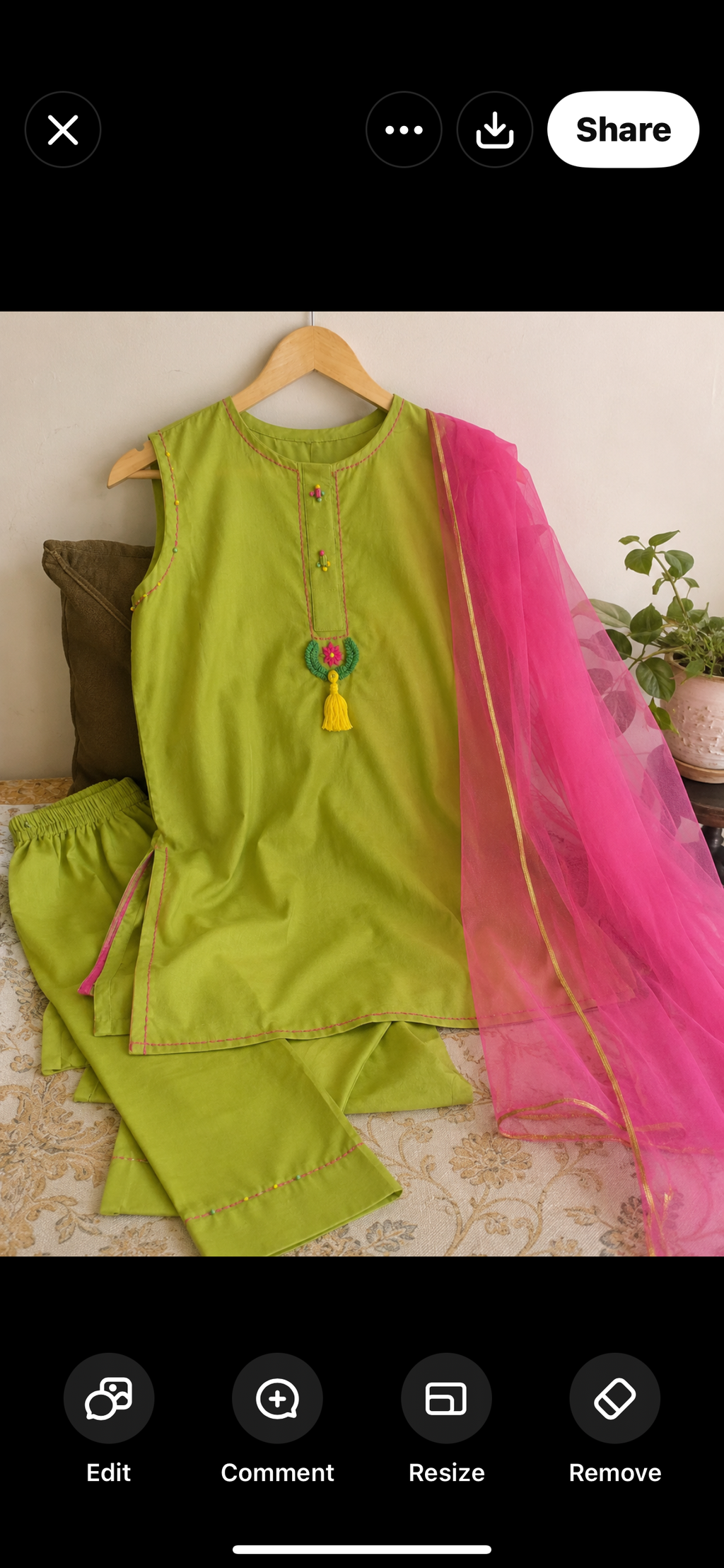 🌸 Beautiful Girls 3-Piece Suit | Lime Green & Pink 💕 | Farshi Shalwar